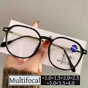 Очки для пресбиопии для женщин и мужчин, унисекс, блокирующие синий свет, очки для дальнего зрения, готовые мультифокальные очки для чтения до +4,0 +1.0