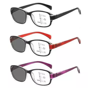 Очки для пресбиопии Очки с защитой от синего света Фотохромные мультифокальные очки для чтения Ультралегкие очки с высокой четкостью и защитой от ультрафиолета +200 чёрный