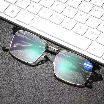 Очки для пресбиопии, полнокадровые брови с пленкой, очки для чтения с защитой от синего света, очки для пресбиопии +100 чёрный