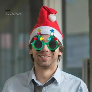 Очки для рождественской елки Художественные очки для клоуна Костюм для косплея на рождественскую вечеринку Аксессуары для очков Реквизит зелёный