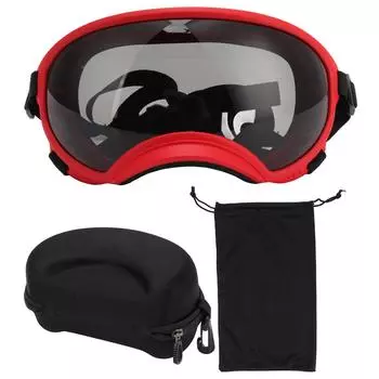 Очки для собак, ветрозащитные, с защитой от ультрафиолета, пылезащитные, с регулируемым ремешком, прочные, солнцезащитные очки для собак для больших собак чёрный/красный