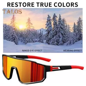 Очки для велоспорта на открытом воздухе с линзой из поликарбоната, защита от ультрафиолета, ветрозащитные, легкие, мужские и женские, очки для бега и горного велосипеда, спортивные очки чёрный/синий