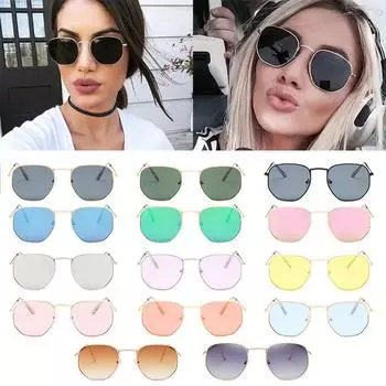 Очки для вождения Полигональная металлическая оправа Ретро-дизайн Очки Классические женские мужские винтажные модные солнцезащитные очки UV400 ПОПУЛЯРНЫЕ ювелирные аксессуары