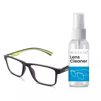 Очки Intellilens Square Blue Cut для защиты глаз от компьютера с чистящим средством для линз | Нулевая мощность, антибликовое покрытие (55-18-145)