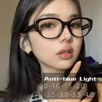 Очки «кошачий глаз» с защитой от синего света для близорукости, женские и мужские защитные компьютерные очки, очки для ближнего зрения по рецепту, диоптрии от 0 до -4,0 0