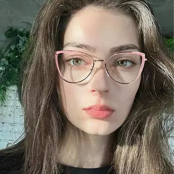 Очки кошачий глаз женские модные металлические контрастные плоские зеркальные очки анти-синий Flat mirror