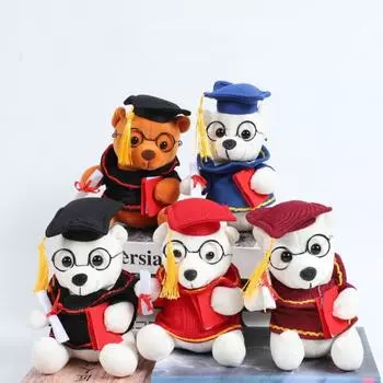 Очки Медведь Мультяшный Милый Медведь 18/23 см Мягкая Плюшевая Игрушка Медведь Выпускной Кукла Студент 23cm белый