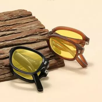 Очки ночного видения для вождения автомобиля с коробкой для мужчин и женщин, винтажные квадратные спортивные солнцезащитные очки унисекс с защитой от синего света, компьютерные очки night vision yellow lenses