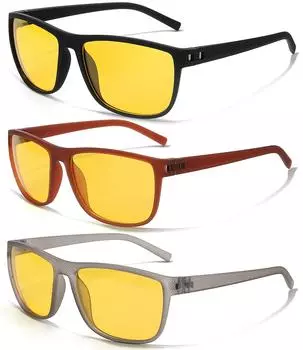 Очки ночного видения для вождения для мужчин, антибликовые очки HD поляризованные, легкая оправа жёлтый