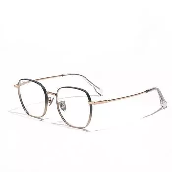 Очки Очки для близорукости Оправа Литературные квадратные плоские очки Женские простые очки, анти-синий свет Металлические титановые оправы Мужские серебряный