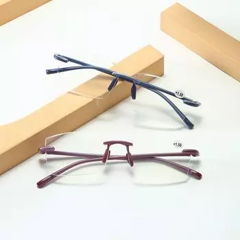 Очки Очки для чтения без оправы Diamond Small Fresh Мужские очки для чтения с высокой четкостью и защитой от синего света 100 темно-серого