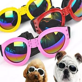 Очки от ультрафиолета Складные очки для домашних животных Очки от ветра Защита для собак Очки для собак чёрный
