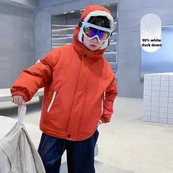 Очки Поддельные Двухсекционный Белый Утиный Пуховик Для Мальчиков Зимняя Детская Утолщенная Куртка Детская Одежда 110cm красный