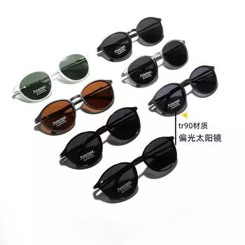 Очки Полуметаллические круглые солнцезащитные очки для защиты от ветра Мужские ретро поляризованные солнцезащитные очки Женские очки Ins Cross темно-зеленого