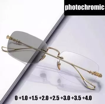 Очки Presbyioia от 0 до +4,0 с фотохромными унисекс, очки для чтения для женщин и мужчин, оптические очки для дальнозоркости с отделкой в стиле ретро 0(anti-blue)