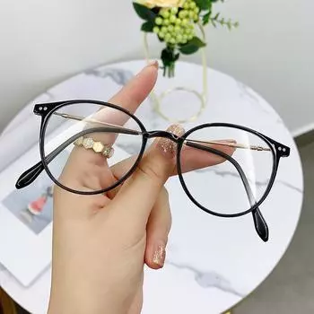 Очки против синего света Tide Oval Student Flat Glasses с близорукостью Очки Male Degree Generation no degree anti-blue glasses