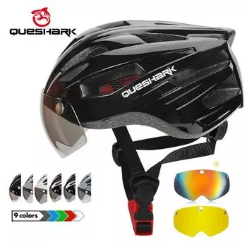 Очки Queshark, велосипедный шлем, MTB, шоссейный велосипедный шлем, велосипедная защитная крышка, мотоциклетный шлем со съемными линзами