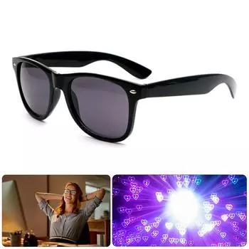 Очки с эффектами любви Часы с подсветкой Изменение дифракции сердца Очки с эффектом любви Ночью Огни любви Унисекс Рождественские подарки A