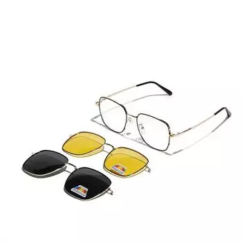 Очки с металлическими квадратными поляризационными рукавами, солнцезащитные очки с магнитной большой оправой, женские, для водителей, мужские