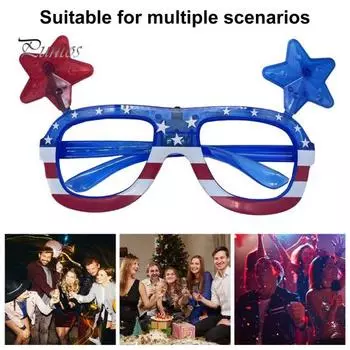 Очки с подсветкой в честь Дня независимости. Светодиодные мигающие оттенки американского флага. 4 июля. День ветеранов. День памяти. Светящиеся очки с быстрым/медленным свечением. красный/синий