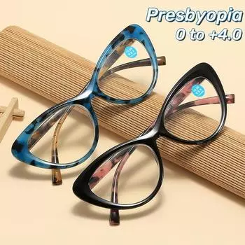 Очки с принтом «кошачий глаз» для защиты от синего света при пресбиопии, модные очки для чтения с высоким разрешением для пожилых людей, сверхлегкие очки унисекс 0