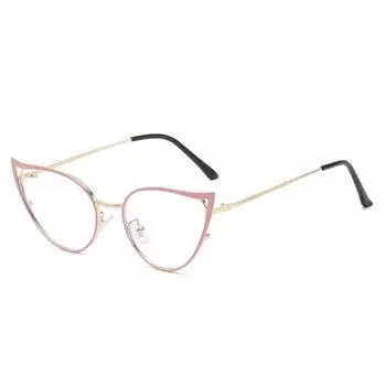 Очки с защитой от синего света, модные оптические компьютерные очки «кошачий глаз», винтажные очки в металлической оправе, женские простые очки с прозрачными линзами