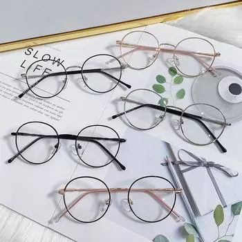 Очки с защитой от синего света, женские ретро-арт, круглые металлические очки в мужской оправе, могут быть оснащены очками для близорукости.