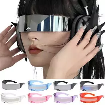 Очки с защитой от ультрафиолета, безрамный дизайн, стиль «Наука и технологии», складные, ударопрочные, материал ПК, легкий вес чёрный