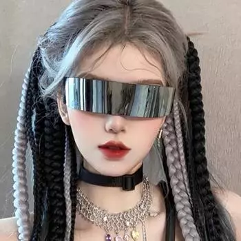 Очки с защитой от ультрафиолета, безрамный дизайн, стиль «наука и технологии», складные, ударопрочные, материал ПК, легкие, для вечеринок, клуба, косплея, велоспорта фиолетовый