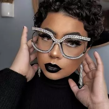 Очки со стразами и защитой от синего света для женщин, ретро компьютерные очки, хрустальная оправа, прозрачные линзы, очки с синим светом прозрачный розовый