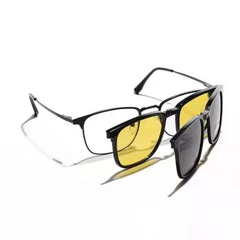 Очки Tr Polarized Sunglasses Men s Personality Yellow Film Set Glasses Can Be Matched With Miopia Glasses Square Sunglasses Women серебряный