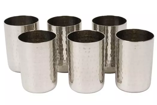 Очки Trifri из нержавеющей стали с серебряным чеканным дизайном Премиум металлический стакан для питья, набор из 6 штук, отлично подходит для повседневного использования Option1-3.8”X2.5” серебряный