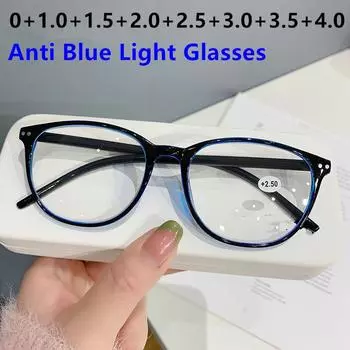 Очки унисекс для чтения, прозрачные очки с защитой от синего света, очки для дальнозоркости, женские очки для дальнозоркости по рецепту от +1,0 до +4,0 anti blue 0 чёрный
