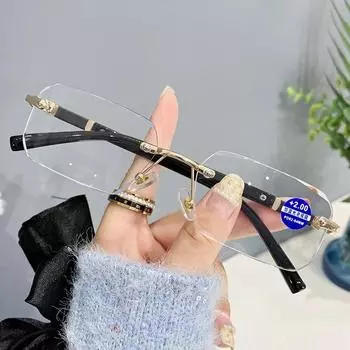 Очки унисекс для пресбиопии с диоптриями, без оправы, новые антисиние очки для пресбиопии, мужские модные трендовые компьютерные очки без оправы 1