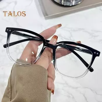 Очки унисекс с блокировкой синего света, большая овальная оправа в стиле ретро, четкий обзор, прочный шарнир с полями, защита глаз, прозрачные очки с синим светом, очки чёрный