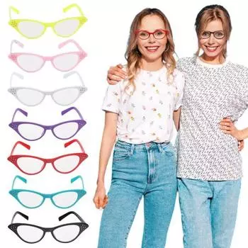 Очки унисекс в стиле ретро с кошачьими глазами, прозрачные линзы, прочный шарнир, очки для косплея на Хэллоуин, вечеринки, клубы, очки чёрный