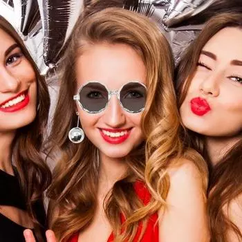 Очки в стиле диско-шар Пластиковые ретро-очки Funky с подвеской в виде диско-шара для вечеринки золотистый