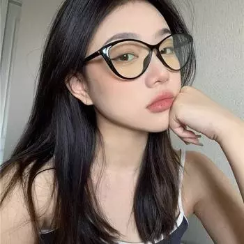 Очки в стиле ретро «кошачий глаз» с защитой от синего света — легкая черная оправа для женщин Empty rack