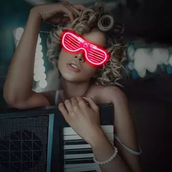 Очки Yousheng Kids, светящиеся в темноте, 3 режима освещения, оправа со светом, питание от батареек, в форме сердца, для косплея, дня рождения, фотосъемки, светодиодные очки A