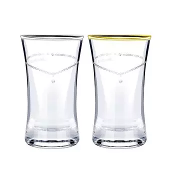 Ochoco Set Liquor Glass Stops Пара стеклянных подарочных стаканов Platinum Gold Edge Wrap 90 мл [Lara Christie] lh-84-0005p