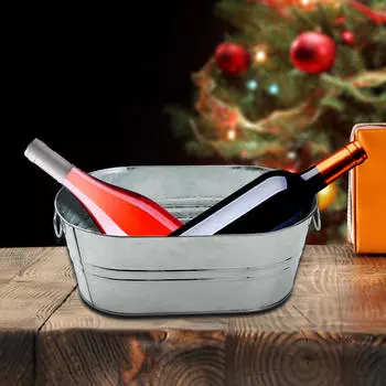 Оцинкованная овальная ведерко для напитков, переносное ведерко для льда с ручкой, жестяная банка для вина и коктейлей