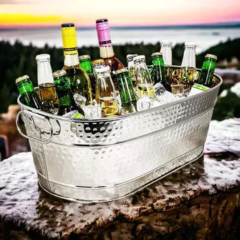 Оцинкованное ведро для льда для вечеринок, деревенские, металлические ведра для напитков, вино, шампанское, коктейли