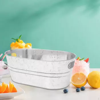 Оцинкованное ведро, классическое овальное ведро для льда, большая ванна для напитков для домашнего бассейна