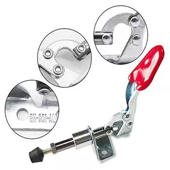 Оцинкованные шарнирные зажимы, быстросъемные вертикальные вертикальные зажимы 0,63 дюйма, 100 фунтов, 16 мм, ход плунжера 5/8 дюйма, GH-301AM, ручные 1 PC