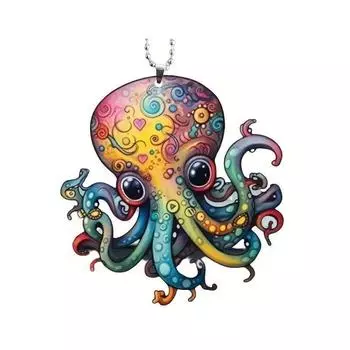 Octopus 2d Whimsical Acrylic Car Decor Hanging Charm For Unique Style Interior