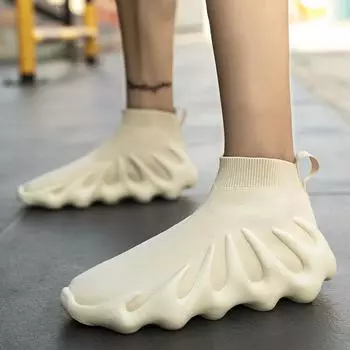 Octopus Flying Woven High-Top Couple Socks Shoes - Повседневные мужские спортивные кроссовки Coconut 41 серый/чёрный