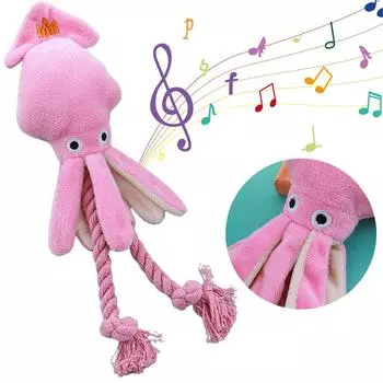 Octopus Shaped Pet Dog Plush Toys Molar Training Squeaky Toys Interactive Plaything for Puppy Small Middle Big Dogs