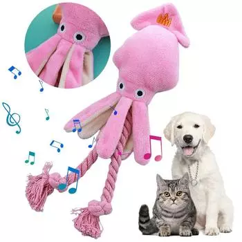 Octopus Shaped Pet Dog Plush Toys Molar Training Squeaky Toys Training Chew Toys Interactive Plaything for Small Dogs Puppy