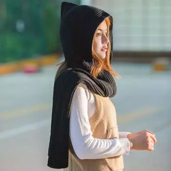 Ода радости 2 Цюй Сяосяо шарф с капюшоном модная вязаная шапка осень и зима шаль с кондиционером интегрированная родительско-детская шапка красный