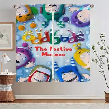 Oddbods Blackout Curtain Tiebacks Bedroom Curtains 2 Pieces Shade Curtain for Children s Room Window Blinds Partition Curls Home W50xH70cmx2pcs-CL